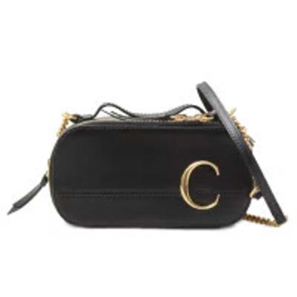 Chloe Vanity Chain Shoulder Bag Black Calfskin